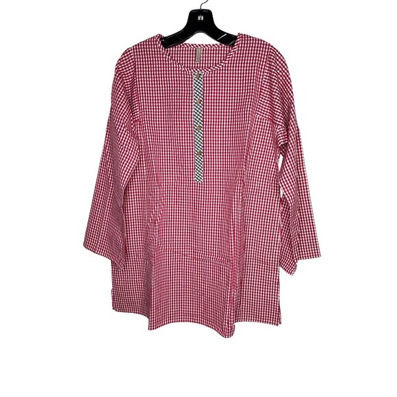 Embellish by Creative Co-Op Cotton Woven Gingham Nellie Shirt Small NWT - Picture 1 of 14